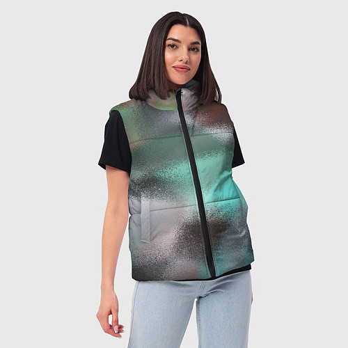 Женский жилет Абстрактный узор в бирюзовых коричневых тонах / 3D-Красный – фото 3