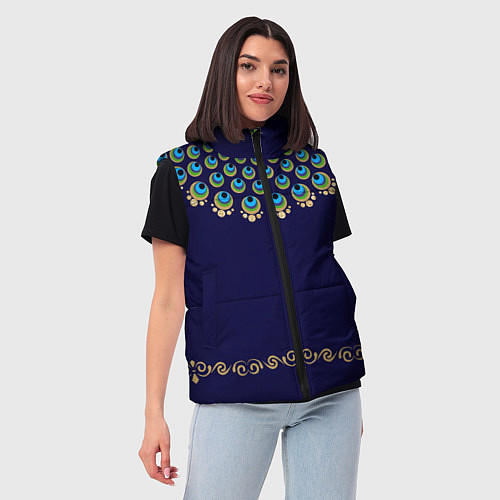 Женский жилет Павлиньи перья с вензелями / 3D-Светло-серый – фото 3