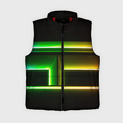 Женский жилет Неоновые фигуры и линии - Зелёный и жёлтый, цвет: 3D-красный