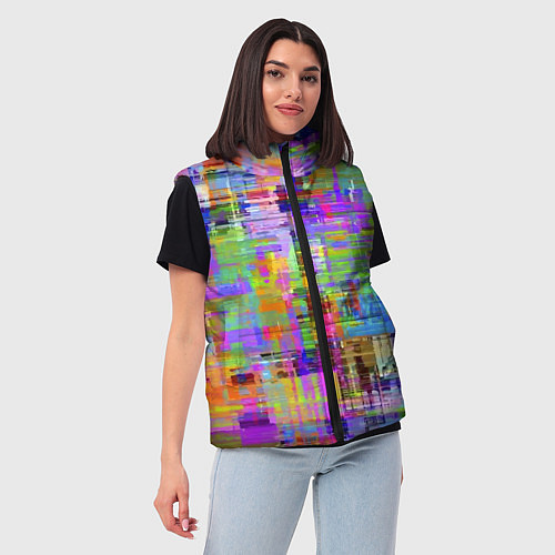 Женский жилет Красочный авангардный глитч Fashion trend / 3D-Красный – фото 3