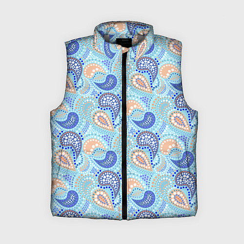 Женский жилет Турецкий огурец Turkish cucumber blue pattern / 3D-Светло-серый – фото 1