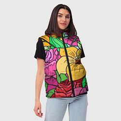Женский жилет Красочные летние цветы Fashion trend, цвет: 3D-красный — фото 2