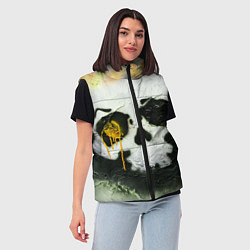 Женский жилет Череп на поверхности в красках - Жёлтый, цвет: 3D-красный — фото 2