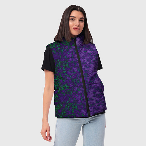 Женский жилет Marble texture purple green color / 3D-Красный – фото 3