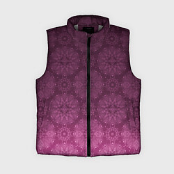 Женский жилет Ажурный орнамент на бордовом градиентном фоне, цвет: 3D-светло-серый