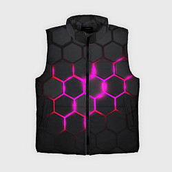 Женский жилет Объёмные соты - неоновые проблески, цвет: 3D-черный