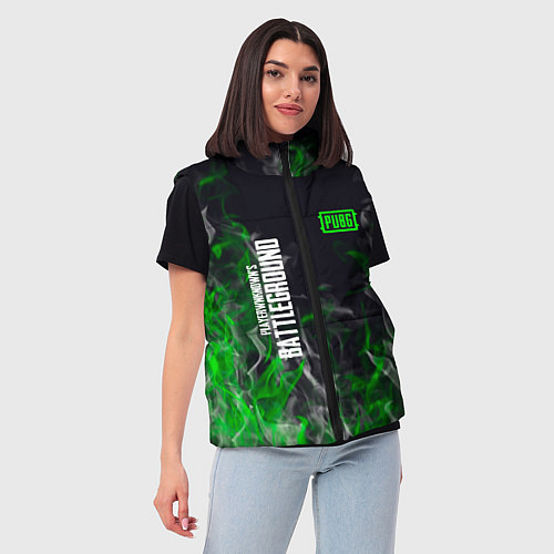 Женский жилет Pubg - зелёное пламя / 3D-Черный – фото 3