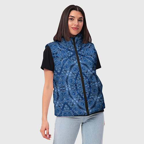 Женский жилет Gray blue ethnic arabic ornament / 3D-Светло-серый – фото 3