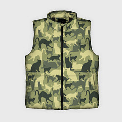 Женский жилет Кошачий камуфляж в зеленой гамме, цвет: 3D-черный