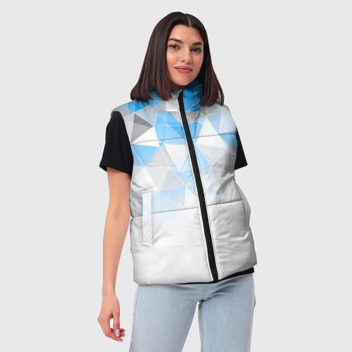 Женский жилет Исчезающие серо-голубые полигоны / 3D-Красный – фото 3