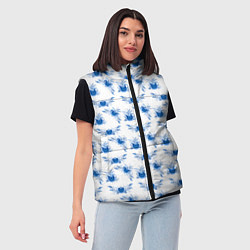 Женский жилет Blue floral pattern, цвет: 3D-светло-серый — фото 2
