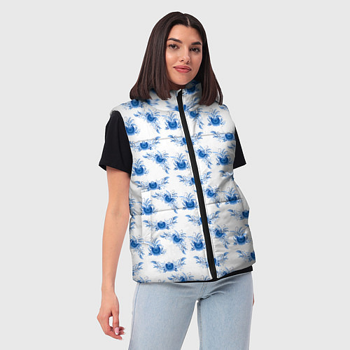 Женский жилет Blue floral pattern / 3D-Светло-серый – фото 3