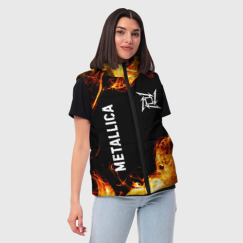 Женский жилет Metallica и пылающий огонь / 3D-Черный – фото 3