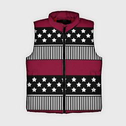 Женский жилет Burgundy black striped pattern, цвет: 3D-красный