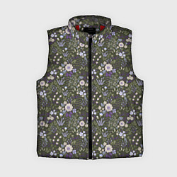 Женский жилет Цветочки хаки, мелкий рисунок, цвет: 3D-красный