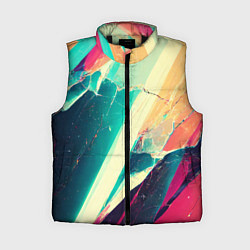 Женский жилет Разбитый экран, неоновые осколки, цвет: 3D-черный