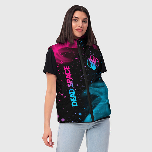 Женский жилет Dead Space - neon gradient: символ и надпись верти / 3D-Черный – фото 3