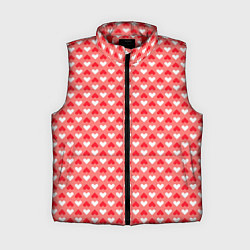 Женский жилет Белые и красные сердечки - абстракция, цвет: 3D-красный