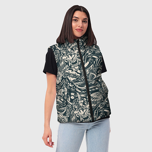 Женский жилет Винтажные flash tatoo / 3D-Черный – фото 3
