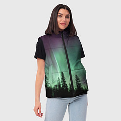 Женский жилет Сияние над лесом, цвет: 3D-светло-серый — фото 2