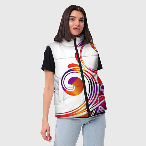 Женский жилет Узор на белом фоне / 3D-Красный – фото 3