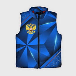 Женский жилет Герб РФ на синем объемном фоне, цвет: 3D-красный
