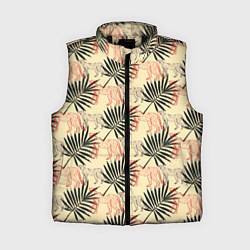 Женский жилет Пальмы и гепард узор, цвет: 3D-черный