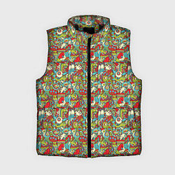 Женский жилет Монстрики, животные и пришельцы, цвет: 3D-черный