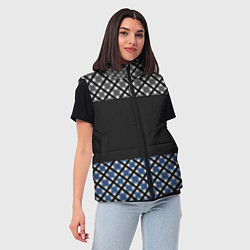 Женский жилет Комбинированный клетчатый узор в серо-синих тонах, цвет: 3D-красный — фото 2