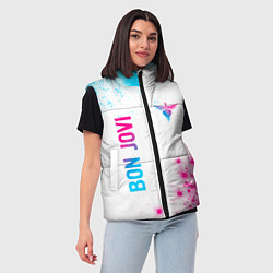 Женский жилет Bon Jovi neon gradient style: надпись, символ, цвет: 3D-черный — фото 2