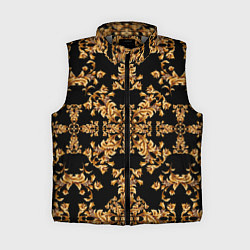 Женский жилет Золотая гжель узор цветы, цвет: 3D-светло-серый