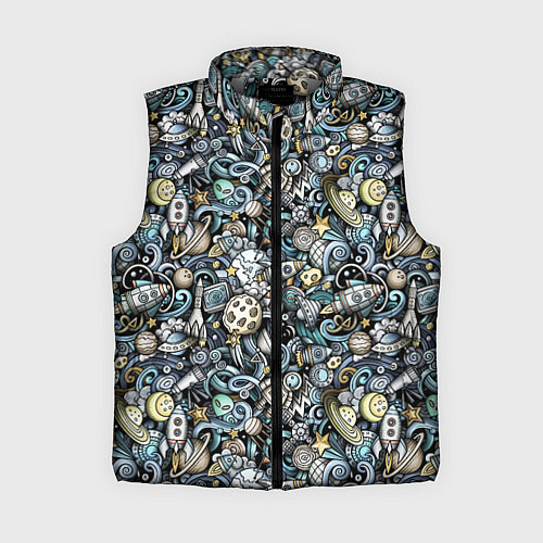 Женский жилет Космонавт, ракета и планета / 3D-Светло-серый – фото 1