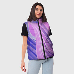 Женский жилет Волнообразные абстрактные розовые паттерны, цвет: 3D-светло-серый — фото 2
