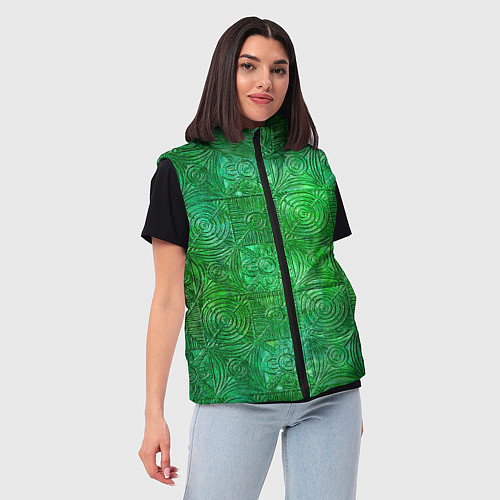 Женский жилет Узорчатый зеленый стеклоблок имитация / 3D-Светло-серый – фото 3