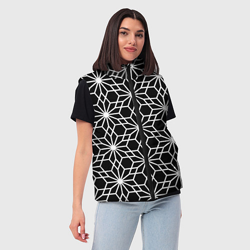 Женский жилет Абстрактный чёрно-белый узoр / 3D-Красный – фото 3