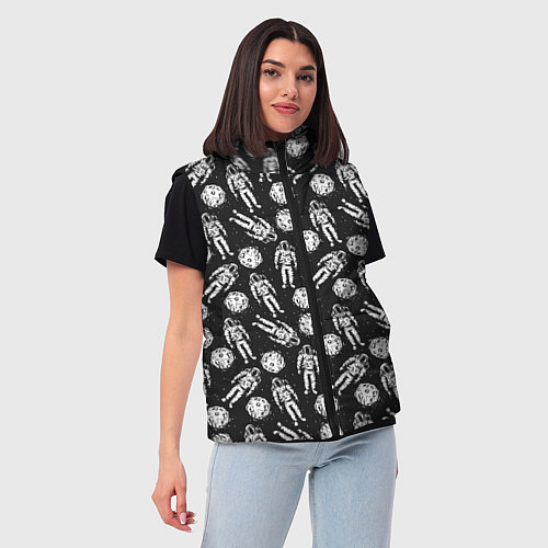 Женский жилет Космонавт и планета / 3D-Красный – фото 3