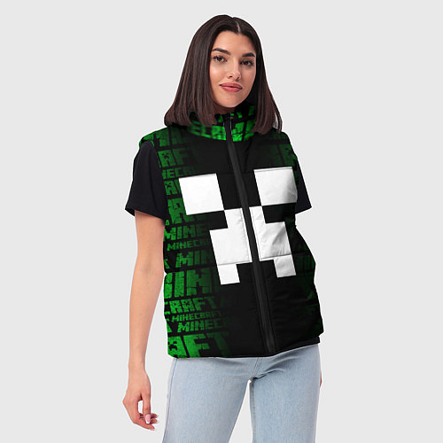 Женский жилет Лицо Крипера - Майнкрафт / 3D-Черный – фото 3