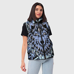 Женский жилет Изображение волка, цвет: 3D-черный — фото 2