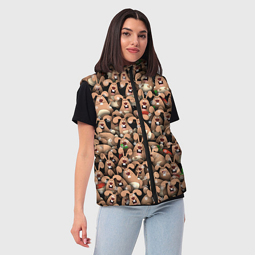 Женский жилет Новогодние зайцы / 3D-Светло-серый – фото 3