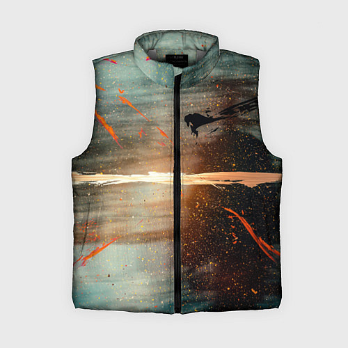 Женский жилет Светло-синий абстрактный фон и брызки красок / 3D-Светло-серый – фото 1
