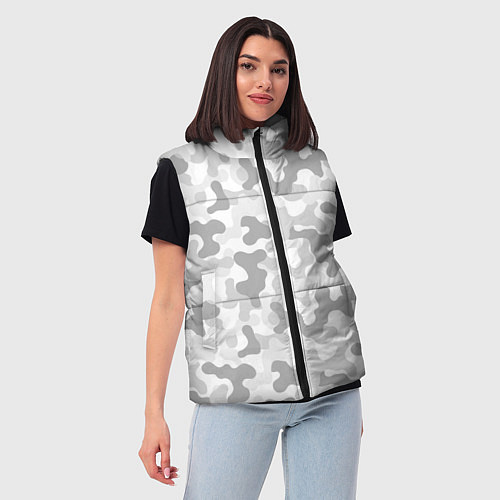 Женский жилет Камуфляж цифра светло-серый крупный / 3D-Красный – фото 3