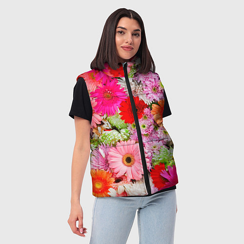 Женский жилет Colorful chrysanthemums / 3D-Красный – фото 3