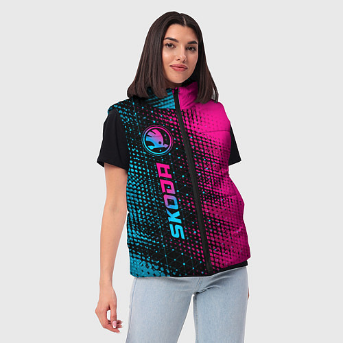 Женский жилет Skoda - neon gradient: по-вертикали / 3D-Черный – фото 3