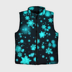 Женский жилет Неоновые снежинки на черном фоне, цвет: 3D-черный