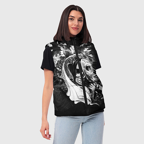 Женский жилет Череп невесты / 3D-Черный – фото 3