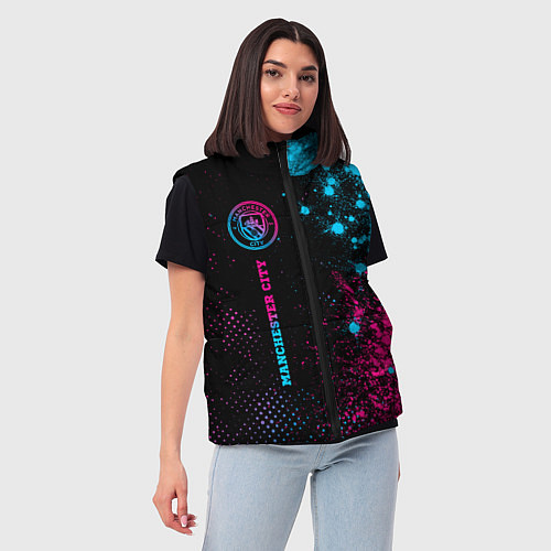 Женский жилет Manchester City - neon gradient: по-вертикали / 3D-Черный – фото 3