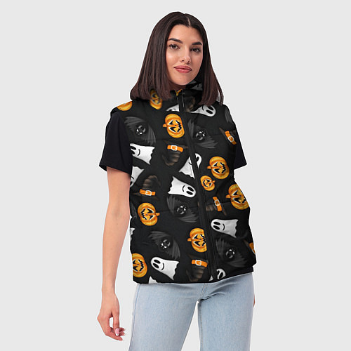 Женский жилет Тыквы и привидения / 3D-Черный – фото 3