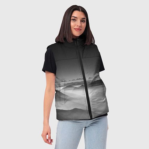 Женский жилет Туманные горы / 3D-Черный – фото 3