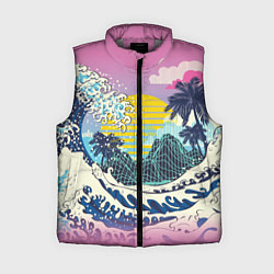 Женский жилет Штормовые океанские волны и пальмы