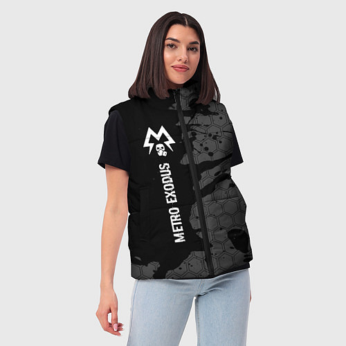 Женский жилет Metro Exodus glitch на темном фоне: по-вертикали / 3D-Черный – фото 3